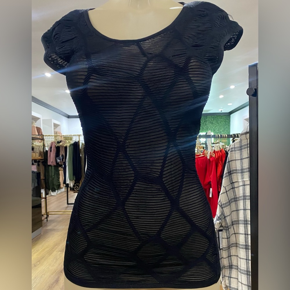 Bebe Black See Through Top